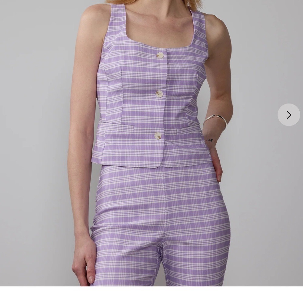 NEW Plaid Square Neck Vest